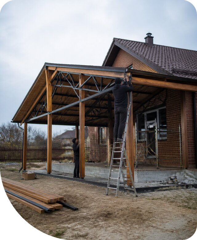Пристройка навеса к дому и участку в Костроме под ключ