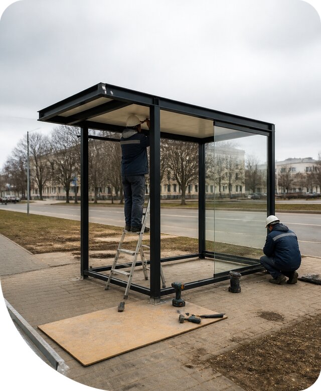Изготовление и монтаж остановочного павильона в Костроме
